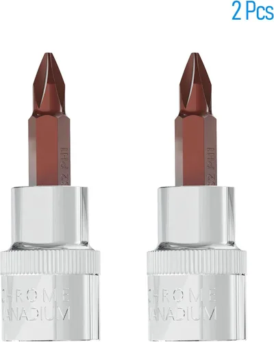 Vista 4 de 2 unidades de 3/8 pulgadas PH1 (#1) Phillips socket, puntas de destornillador de acero S2 tratadas térmicamente, enchufe CR-V de 1.9 pulgadas