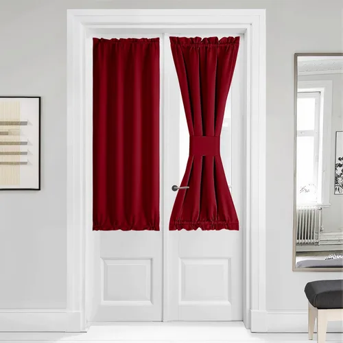 Vista 120 de NICETOWN Cortinas 100% opacas para puerta francesa, cortinas de privacidad para ventana, persianas de oscurecimiento de habitación de 25 x 64