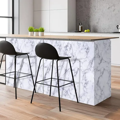 Vista 2 de Arthome - Papel de contacto de mármol blanco - Papel pintado para despegar y pegar - Papel de pared autoadhesivo y extraíble para muebles