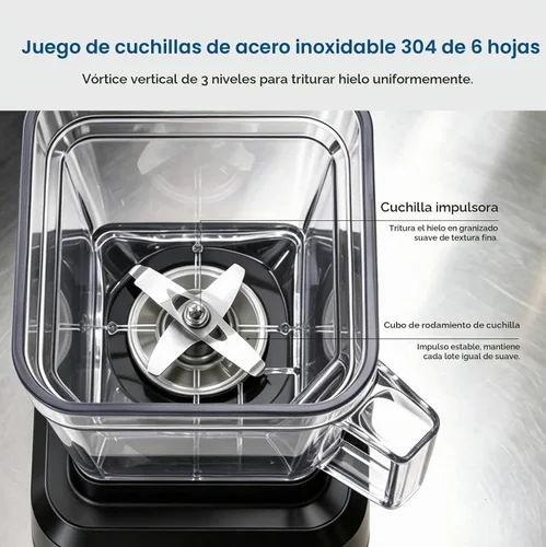 Vista 3 de Bleou 1680W Commercial Blender with Sound Shield & Self-Cleaning