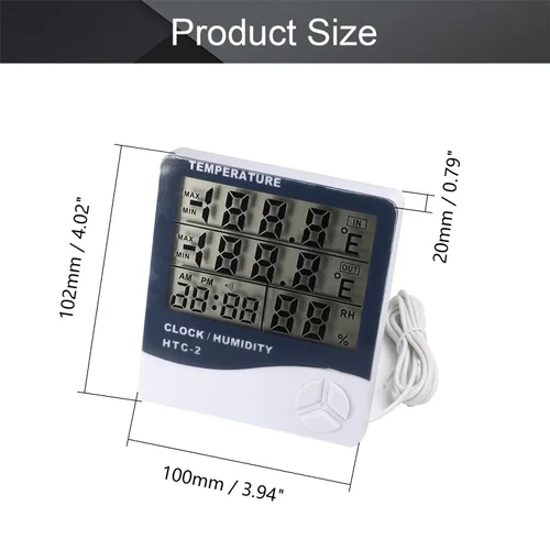 Vista 2 de Othmro Higrómetro digital HTC-2-50-70 ± 34.7 °F Termómetro de interior Monitor de humedad Termómetro de tarjeta Termómetro LCD de temperatura