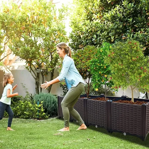 Vista 6 de TDDSS Macetas grandes para plantas al aire libre, macetas elevadas de jardín, cajas de jardín perfectas para jardín, patio, balcón, terraza
