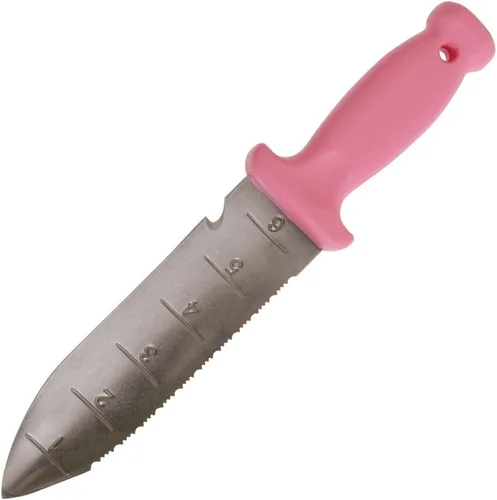 A.M. Leonard Cuchillo de suelo de lujo, color rosa – Hori Hori con hoja de acero inoxidable de 6 pulgadas