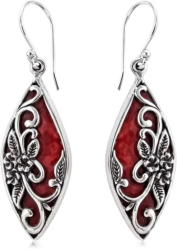 Red Coral Drop Dangle Earrings for Women in 925 Sterling Silver 01 - Coral de SHOP LC DELIVERING JOY