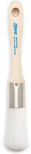 Zibra Pincel redondo para superficies curvas y detalles ornamentados, 1 pulgada, blanco, grado profesional
