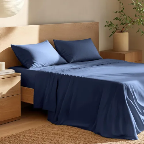 Vista 12 de Bare Home Juego de sábanas y fundas de almohada de 100 % algodón orgánico para cama individual, tejido percal vigoroso, ligero y transpirable
