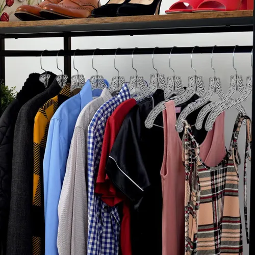 Vista 2 de Perchas de plástico para ropa, paquete de 12 perchas resistentes, vestidos, camisetas, camisas, vestidos, blusas, perchas para organización