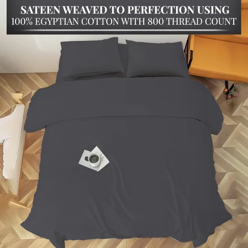 Vista 5 de Juego de funda de edredón de 3 piezas, tamaño individual, 100% algodón egipcio, funda de edredón suave de 800 hilos con cierre de cremallera, 2