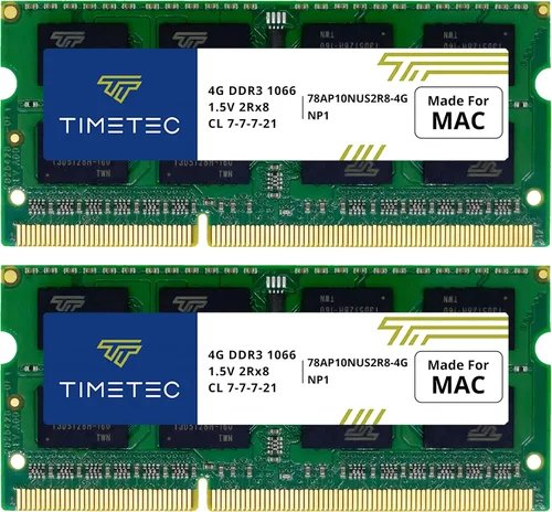 Timetec Kit de 8 GB (2 x 4 GB) compatible con Apple DDR3 1067MHz / 1066 MHz PC3-8500 CL7 para Mac Book, Mac Book Pro, iMac, Mac Mini (finales de