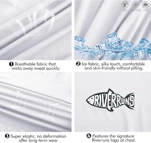 Vista 4 de Riverruns Camiseta de pesca UPF 50+, ligera, transpirable, de secado rápido, protección solar.