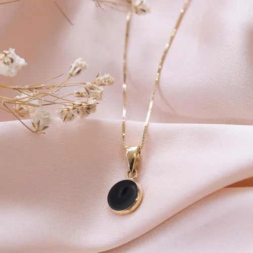 Vista 8 de Collar de piedras preciosas de oro de 14 quilates para mujer, collar de oro sólido, colgante de piedras preciosas, collar con colgante de oro