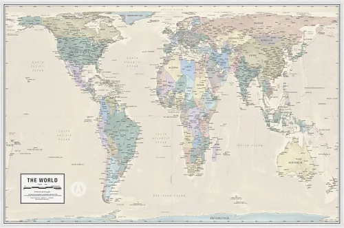 Gall Orthographic World Map | Most Accurate World Map - Countries are Shown in Correct Proportion to Each Other | Laminated World Map | 36” x 24”