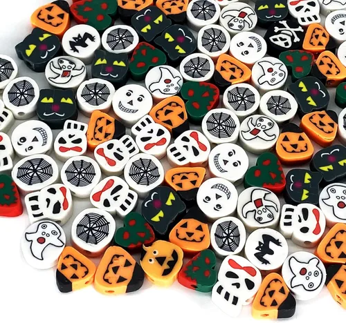Vista 3 de 100 piezas de cuentas de arcilla polimérica Heishi espaciadoras mixtas, suministros para hacer pulseras, pendientes, collares de bricolaje