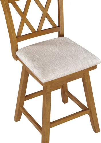 Vista 17 de Home Brookline Swivel Bar Stool Chair with 360° Turn Mechanism, Rustic Farmhouse Stools for Kitchen Counter with Cushion, 24" Seat Height, Black