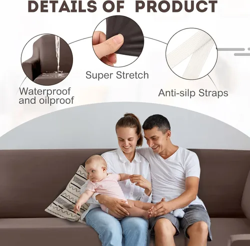 Vista 3 de Funda de sofá modular en forma de L, fundas suaves y elásticas, protector de muebles seccionales para mascotas, se adapta bien, antideslizante