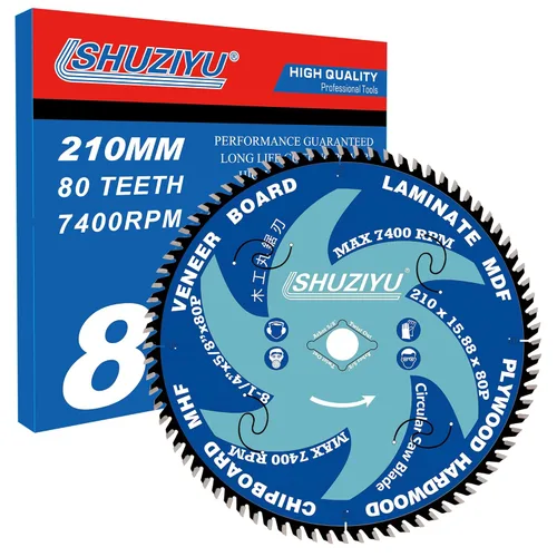 Vista 12 de 3-3/8" (85mm)-24T, hoja de sierra circular de trabajo de madera, eje 0.591 in con 3/8"(10mm) Wahser, para laminado, tablero de chapa, madera