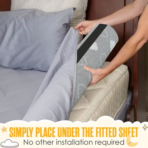 Vista 2 de Sleepah Protectores de cama para niños pequeños, protectores de riel de espuma viscoelástica, impermeables, lavables, de doble cara, antideslizante