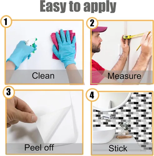 Vista 6 de 12 hojas de papel pintado para despegar y pegar, azulejos de metro de 6'x12' autoadhesivos, azulejos de pared impermeables de PVC, vinilo adhesivo