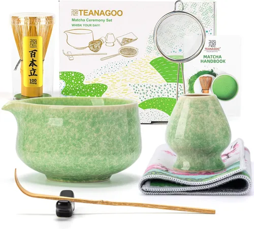 Vista 15 de TEANAGOO Juego de 7 piezas de batidor de matcha, juego de matcha para ceremonia, kit de matcha Junware-Azul, juego de té matcha para hacer