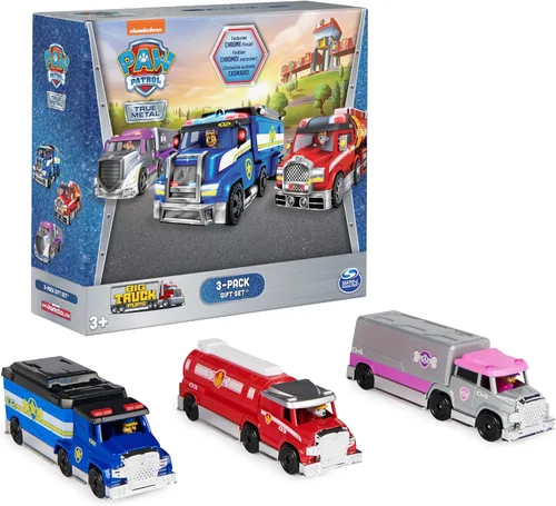 Paw Patrol, True Metal Chase, Marshall and Skye - Camiones coleccionables de camiones grandes (exclusivo de Amazon) a escala 1:55, juguetes para