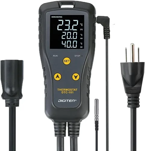 Vista 6 de DIGITEN DTC102 Controlador de temperatura Salida Termostato de enchufe de 2 etapas Termostato digital de invernadero para reptiles, controlador