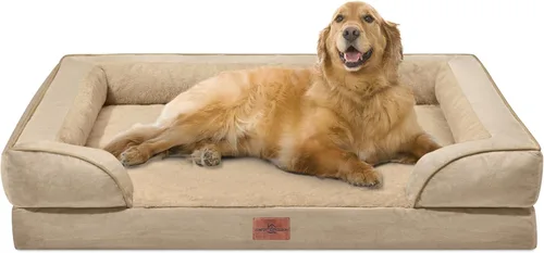Vista 233 de Comfort Expression - Cama ortopédica para perros medianos de 30x20 pulgadas, cama impermeable de espuma de huevera para mascotas medianas