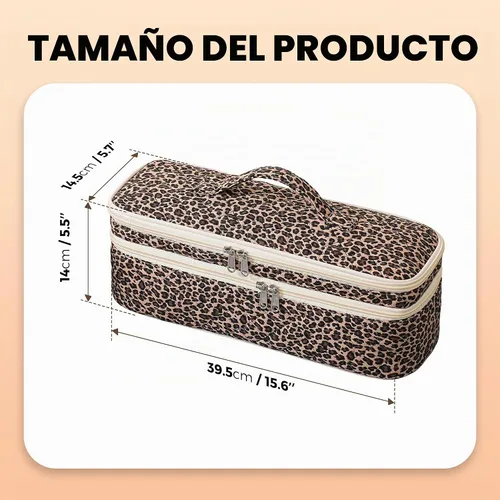 Vista 2 de Bolsa de viaje de herramientas para el cabello de doble capa para Leopardo marrón