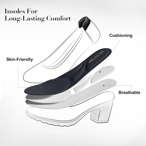 Vista 3 de DREAM PAIRS Zapatos de tacón bajo para mujer, con puntera cerrada, cómodos, con punta redonda, para boda