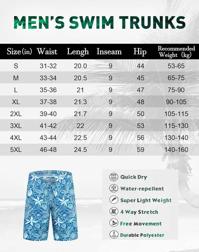 Vista 6 de APTRO Traje de baño para hombre de 9 pies, de secado rápido, elástico, para playa, traje de baño