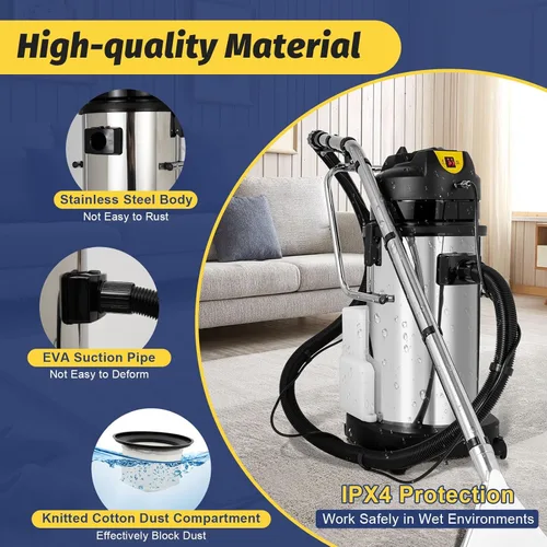 Vista 5 de Máquina comercial de limpieza de alfombras de 40 L, 110 V 1000 W, 3 en 1, limpiador de cepillo de piso, extractor de aspiradora, lavadora
