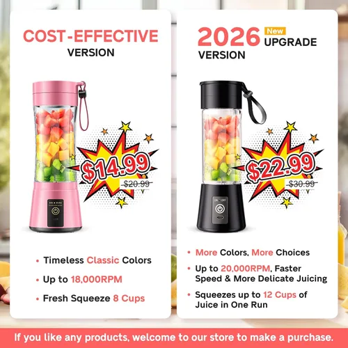 Vista 7 de Personal Size Portable Blender Make Smoothies - Mini Blender 12oz Juice Cup Powerful Blending with 6 Stainless Steel Blades, BAP-Free