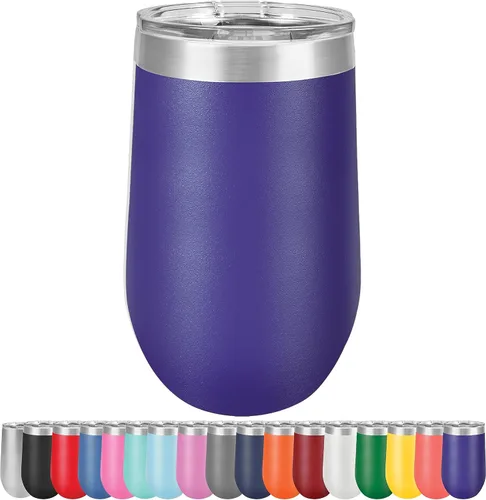Vista 16 de Vaso de vino grande de 16 onzas, aislado al vacío, acero inoxidable con tapa, vasos de vino aislados con tapas, copas de vino sin tallo (negro)