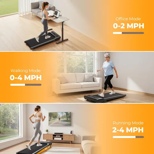 Vista 5 de HiFast Walking Pad Treadmill, 3 in 1 Foldable Under Desk Treadmills for Home Office, Small Walking Pad with Incline Handle Bar, 300lbs Capacity