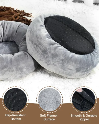 Vista 5 de Camas ortopédicas para perros pequeños de 20 pulgadas, cama para perros pequeños con bobinas en bolsillos y soporte de espuma suave, cama