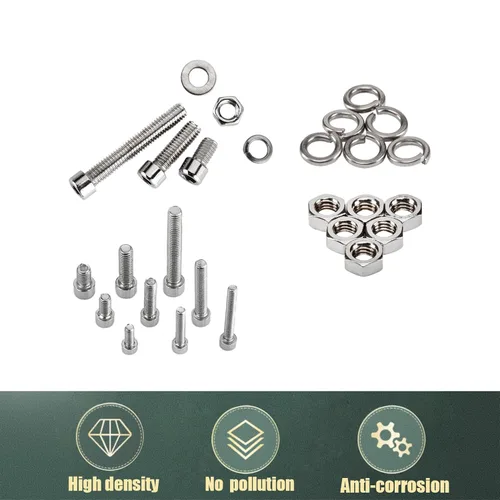 Vista 4 de Kit surtido de tornillos y tuercas y arandelas de cabeza hexagonal, 520 piezas, tornillos métricos M3 M4 M5 M6 de acero inoxidable, tuercas y pernos