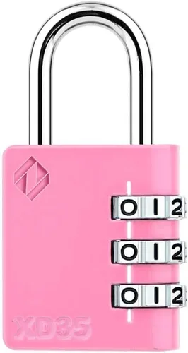 ZarkerXD35 Combination Lock, 3-Digit Padlock for School, Gym, Sports Locker Lock, Fence, Toolbox, Case, Outdoor, Hasp Storage (1-Pack, Pink)