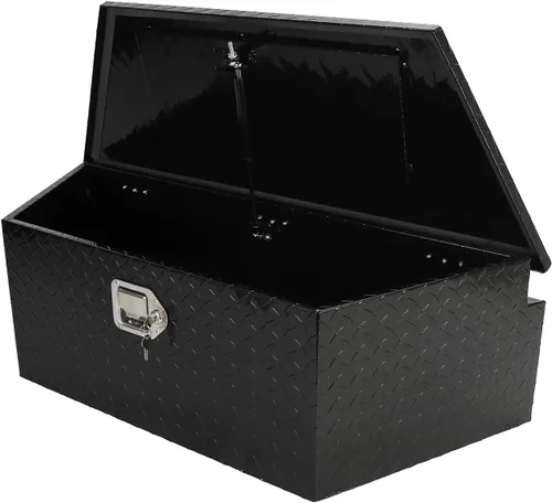 EASYBERG Caja de herramientas de lengua de remolque resistente de 39 pulgadas, caja de herramientas de aluminio de 0.059 pulgadas de grosor con
