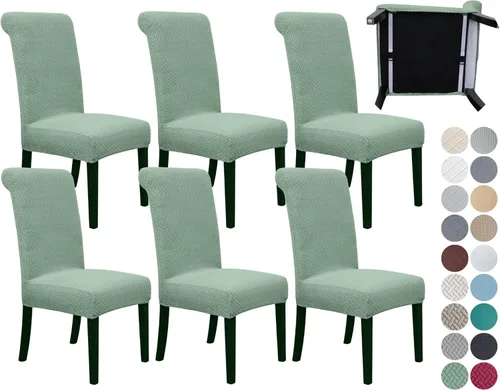 Vista 9 de SPRINGRICO Paquete de 2 fundas para sillas de comedor con cinturón de seguridad, fundas elásticas para sillas Parsons lavables, fundas protectoras