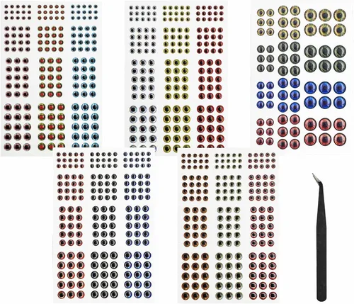Vista 6 de Drchoer Fish Eyes for Lures Making - Fishing Lure Eye 3mm 4mm 5mm 6mm 7mm 10mm Assortment for Fly Tying DIY Materials Tool