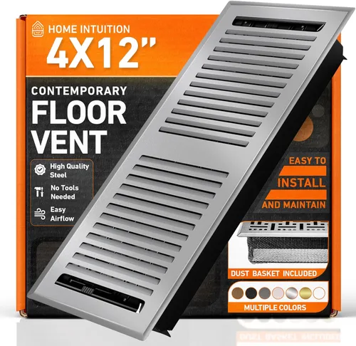 Vista 26 de Cubiertas de ventilación de piso 2X10 Registro de piso con trampa de malla, calor y aire, ventilación de piso de metal transitable para conducto