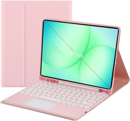 Vista 9 de Funda con teclado táctil para Samsung Galaxy Tab A11 de 8.7 pulgadas 2025/Galaxy Tab A9 de 8.7 pulgadas 2023, con soporte para lápices, teclado