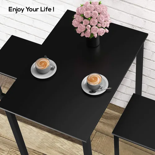 Vista 46 de DKLGG Juego de mesa de comedor para 4, mesa de cocina moderna y sillas para 4 tapas de madera y patas de metal ajustables, juego de mesa de comedor