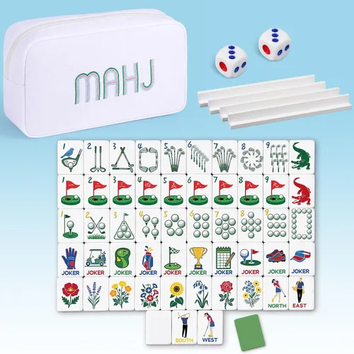 Vista 10 de Soulchen Mini juego de azulejos Mahjong americanos para viajes, viajes
