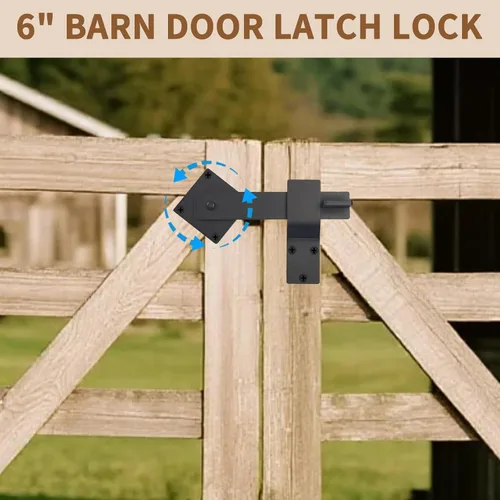 Vista 6 de Cerradura de puerta de granero de 6 pulgadas, cerradura de puerta de granero resistente, herrajes para cerca, cobertizo, granja, jardín, puerta