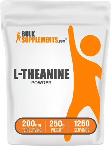 BulkSupplements.com L-Teanina en Polvo - Suplemento de L-Teanina, L-Teanina 200mg - Suplemento de Aminoácidos, Puro y Sin Gluten, 200mg por Porción,