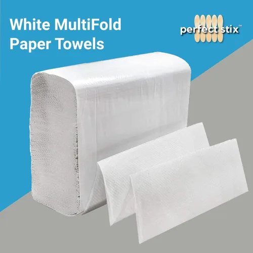 Vista 2 de Perfect Stix - Toallas de papel multiplegables blancas- Paquete de 2-250 ct. Total de 500 toallas
