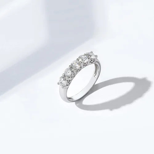 Vista 6 de Tienda Collection Anillo de cinco piedras de plata de ley con circonita cúbica de corte redondo con elementos infinitos