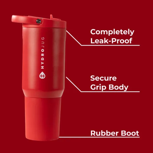 Vista 2 de HydroJug Sport - Vaso de acero inoxidable con popote, aislado al vacío, botella de agua a prueba de fugas de 20 onzas, diseño ergonómico
