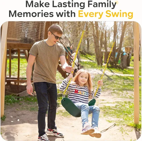 Vista 6 de Decorlife Asientos para columpios para exteriores con cadena resistente a la oxidación de 66 pulgadas, accesorios de repuesto para asientos Verde