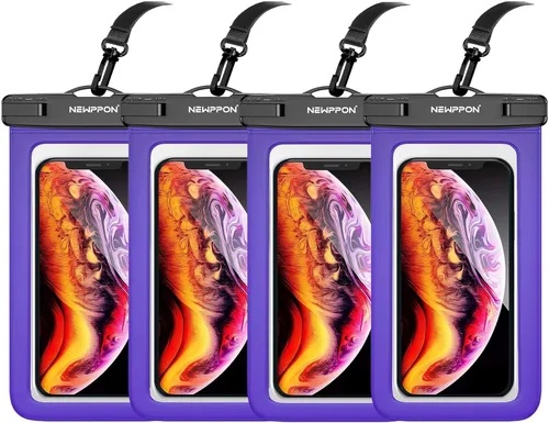 Vista 26 de Paquete de 4 bolsas flotantes impermeables para teléfono, protector flotante transparente con cordón, funda universal grande flotante a prueba